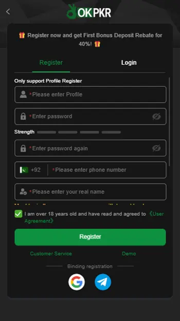 OKPKR Game REGISTER