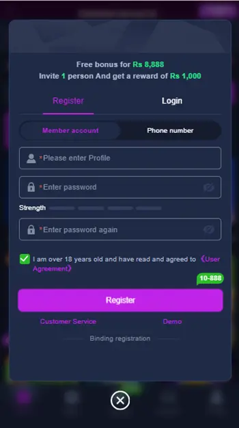 S98 Game REGISTER