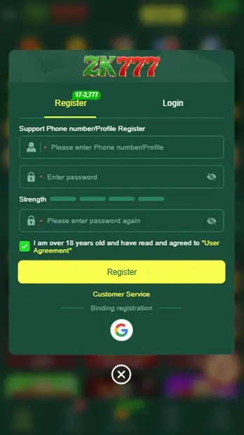Zk777 Game REGISTER