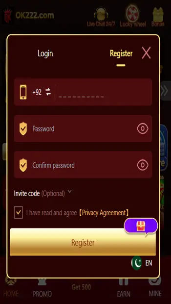 Ok222 Game REGISTER