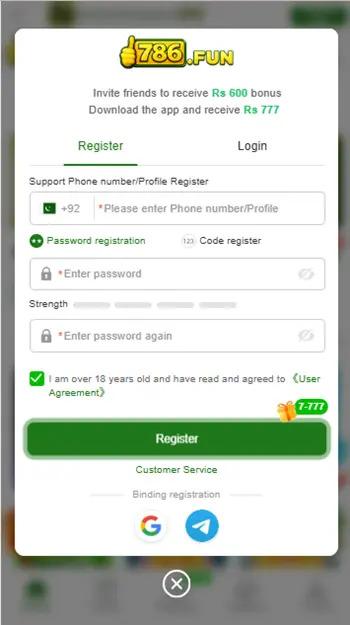 786Fun Game Register