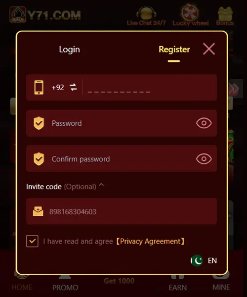 Y71 Game REGISTER