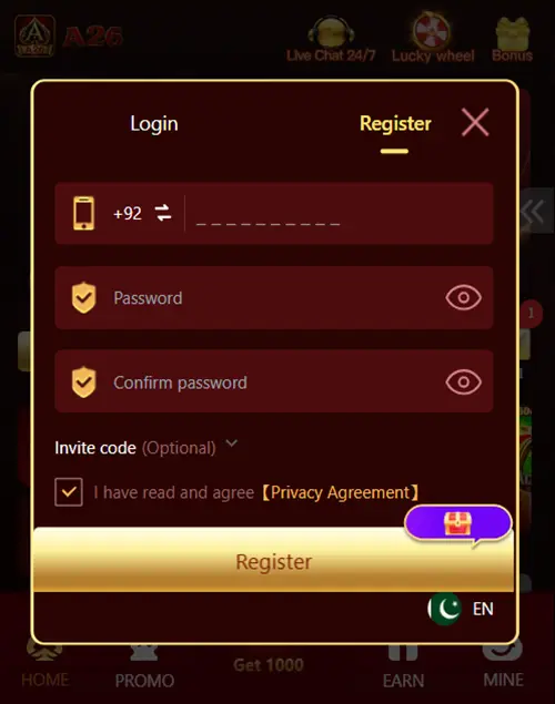 A26 Game REGISTER