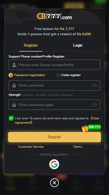 Cb777 Game REGISTER
