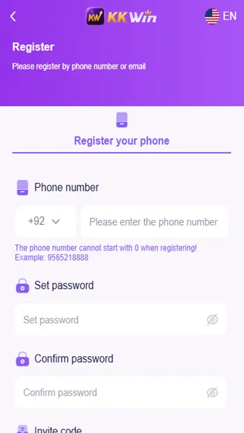 KK Win Game REGISTER