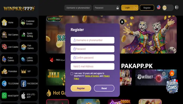 WinPkr777 Game REGISTER